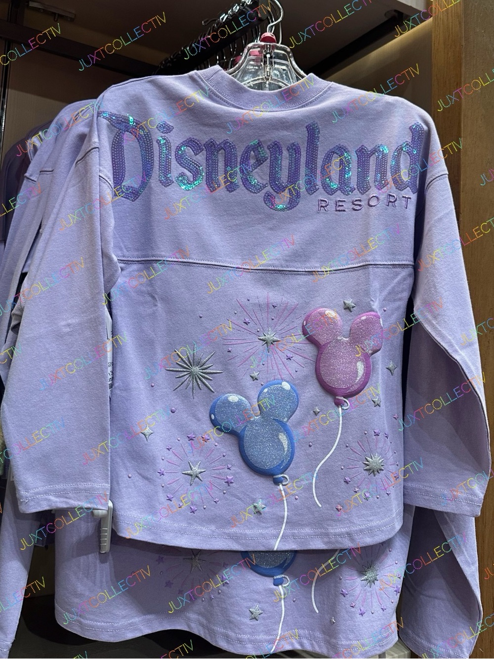 Disneyland Purple Mickey Balloons Sequins Kids Spirit Jersey NWT